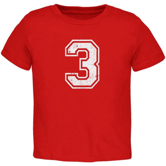 Birthday Kid Jersey 3 3rd Third Red Toddler T-Shirt - 3T