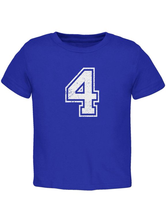 Birthday Kid Jersey 4 4th Fourth Royal Toddler T-Shirt - 4T