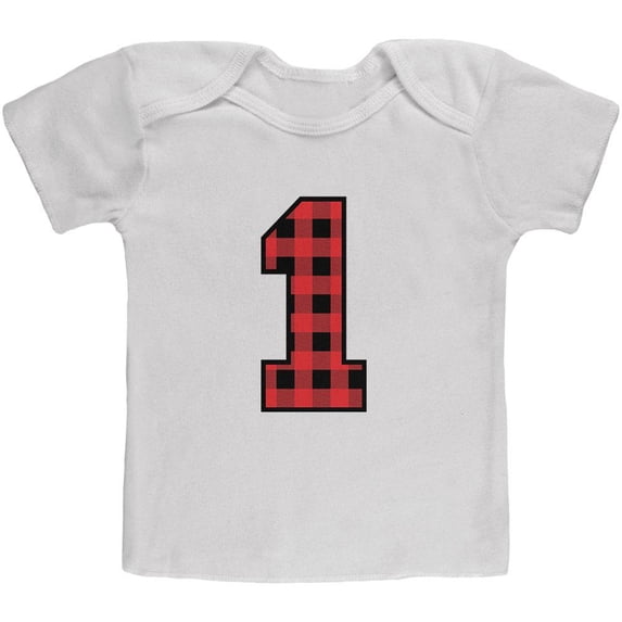 Birthday Kid Lumberjack Plaid 1 1st First Baby T Shirt