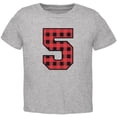 thumbnail image 1 of Birthday Kid Lumberjack Plaid 5 5th Fifth Toddler T Shirt Heather 4T, 1 of 1