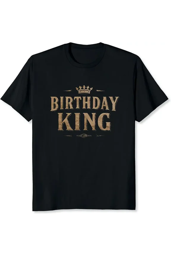 Birthday King Shirt for Men Birthday Gift for Men Husband Boyfriend Brother Gold and Black Graphic Tee