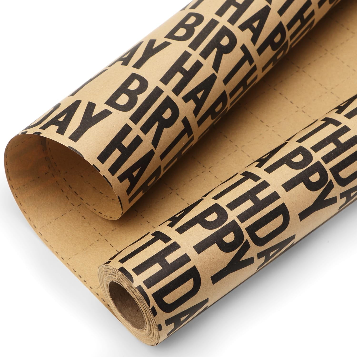 Birthday Kraft Wrapping Paper Vintage Style Paper Perfect for Men Women Brown Kraft Paper with Black Pattern- 17Inch x 394Inch(33Feet)