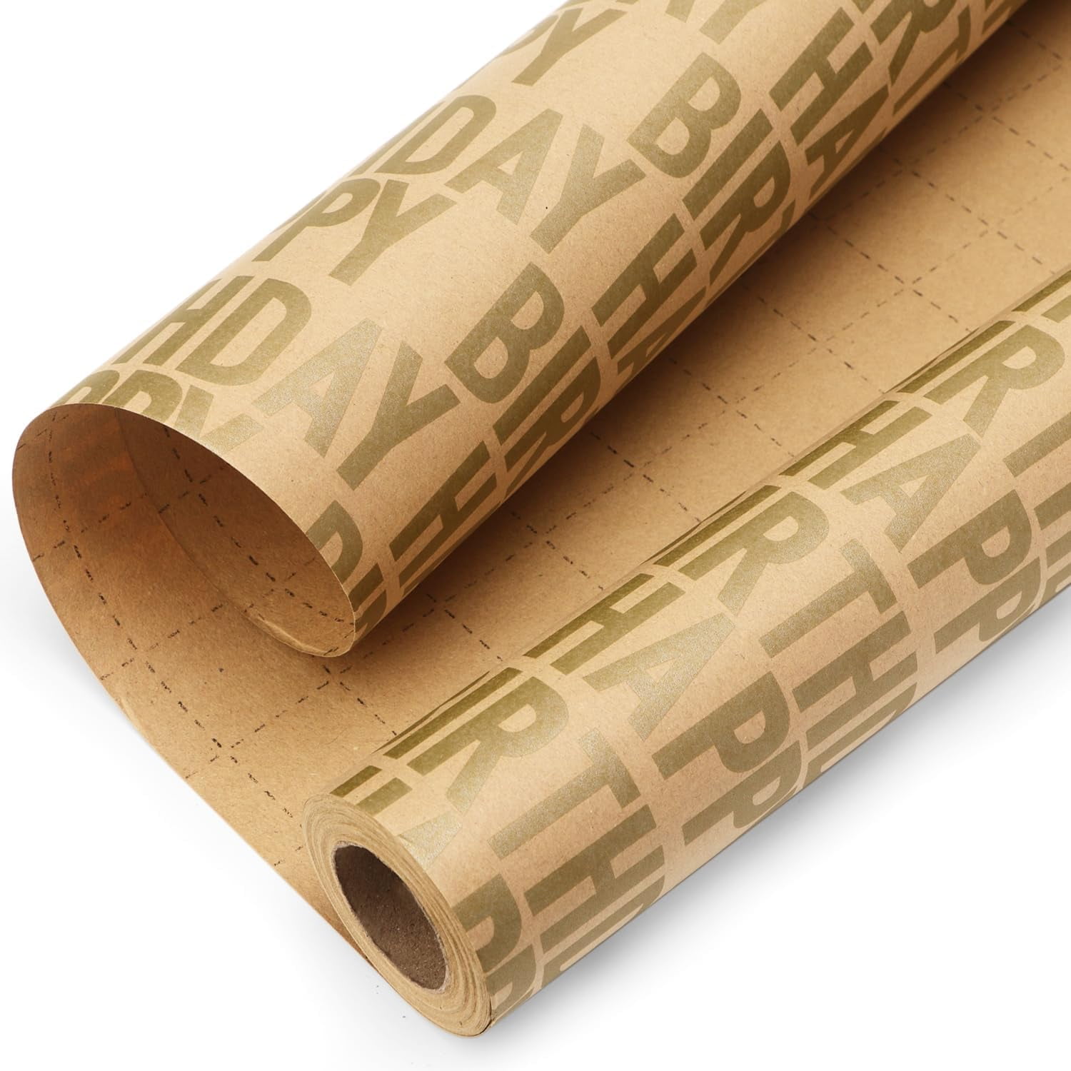 Birthday Kraft Wrapping Paper Vintage Style Paper Perfect for Men Women Brown Kraft Paper with Gold Pattern- 17Inch x 394Inch(33Feet)