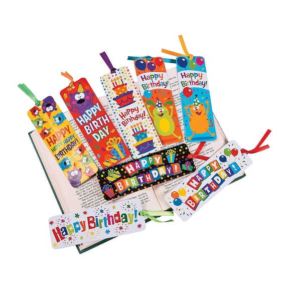 Birthday Laminated Bookmarks - Stationery - 48 Pieces