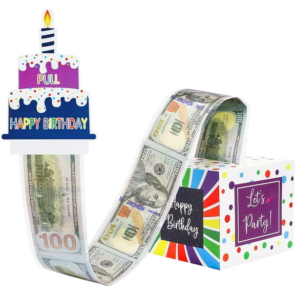 Birthday Money Box for Cash Gift, Surprise Money Gift Boxes for Kids Adults with Pull Out Happy Birthday Day Card and 30Pcs Transparent Bags - Fun Ways to Give Cash as A Gift