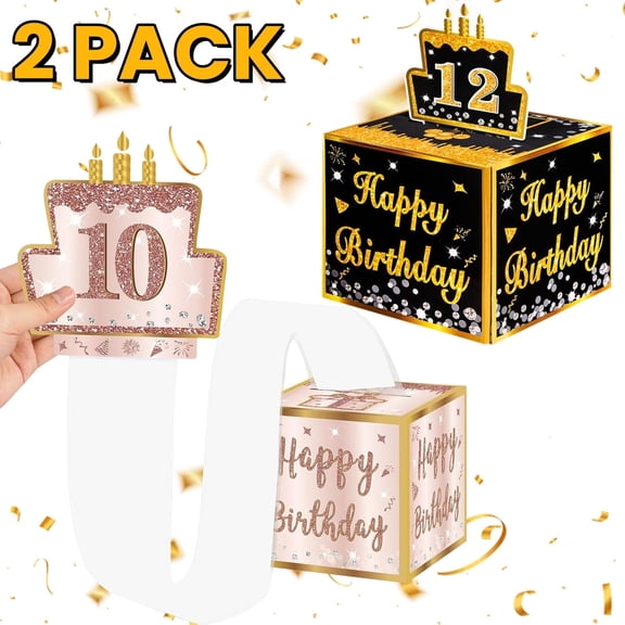 Birthday Money Gift Box Surprise Gift Box DIY Stickers for Any Age with Pull Out Card for Adults 2 Pack