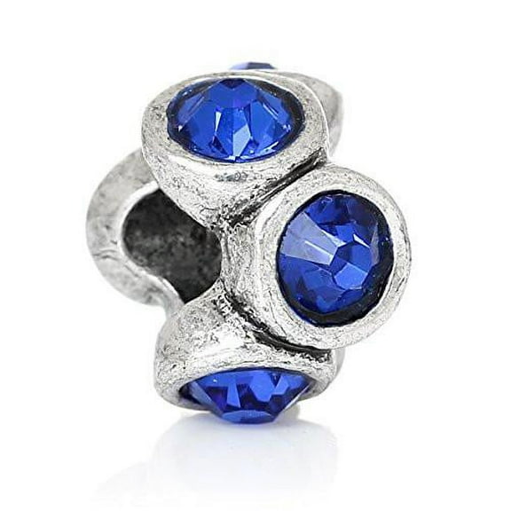 Birthday Month Charms W/ Round  Crystals Bead  (September)