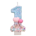 thumbnail image 1 of Birthday Number Candle, Blue Purple Striped Party Celebration Wax Insert, Festive Cake Topper Pick for Anniversary Event Table Display, 1 of 6
