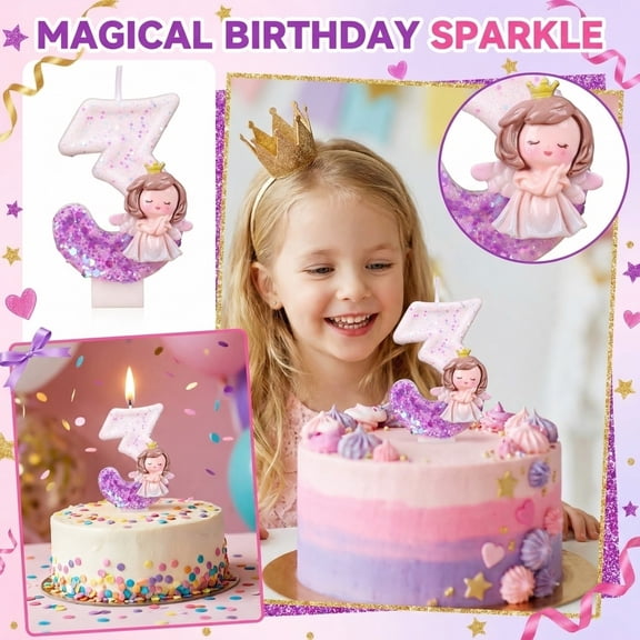 Birthday Number Candle, Cartoon Angel Design, 1 Piece, for Kids Birthday Party Cake Decoration