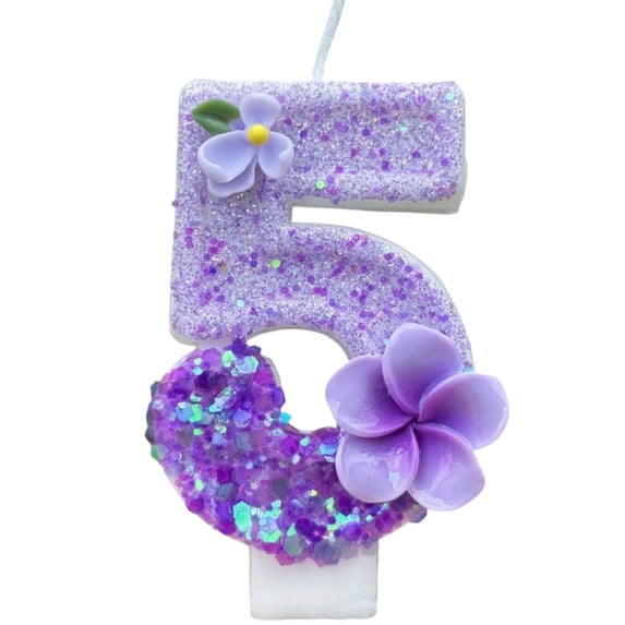 Birthday Number Candle, Creative Cartoon Design Smokeless Wax Glitz for Kids Boys Girls Birthday Party Cake Toppers Anniversary Decorations, E