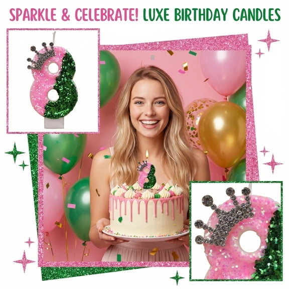 Birthday Number Candle, Glitter Cartoon Crown, 1 Piece, for Birthday Party Cake Decoration