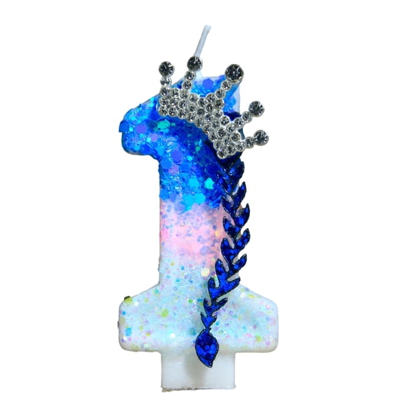 Birthday Number Candle, Glitter Crown Frozen Theme, 1 Piece for Birthday Party Decorations