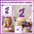 thumbnail image 1 of Birthday Number Candle, Glitter Purple Crown Design, 1 Piece, Suitable for Kids 2nd Birthday Party Cake Decoration, 1 of 6
