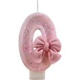thumbnail image 1 of Birthday Number Candles,Pink Bow Glitter Number Candles Cake Topper Decorations for Kids Girls Adults Birthday Wedding Anniversary Party Supplies (Number 0), 1 of 6