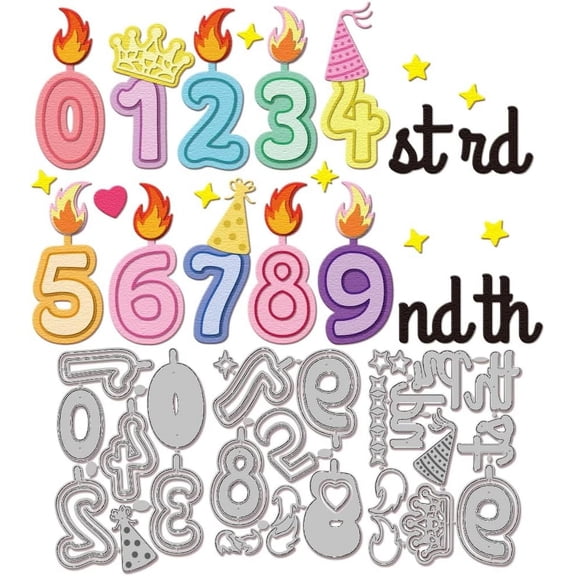 Birthday Numbers Cutting Dies for Card Making Birthday Dates Cut Die for DIY Scrapbooking Journal Embossing Paper Craft Decor