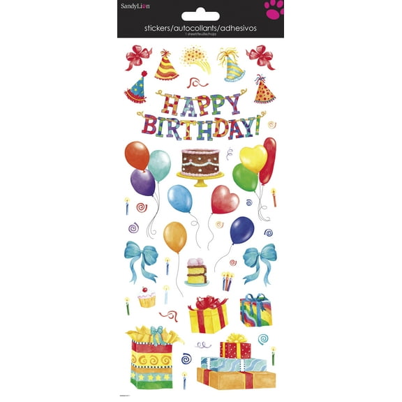 Birthday Paper Craft 5.5" x 12 Sticker - Clear