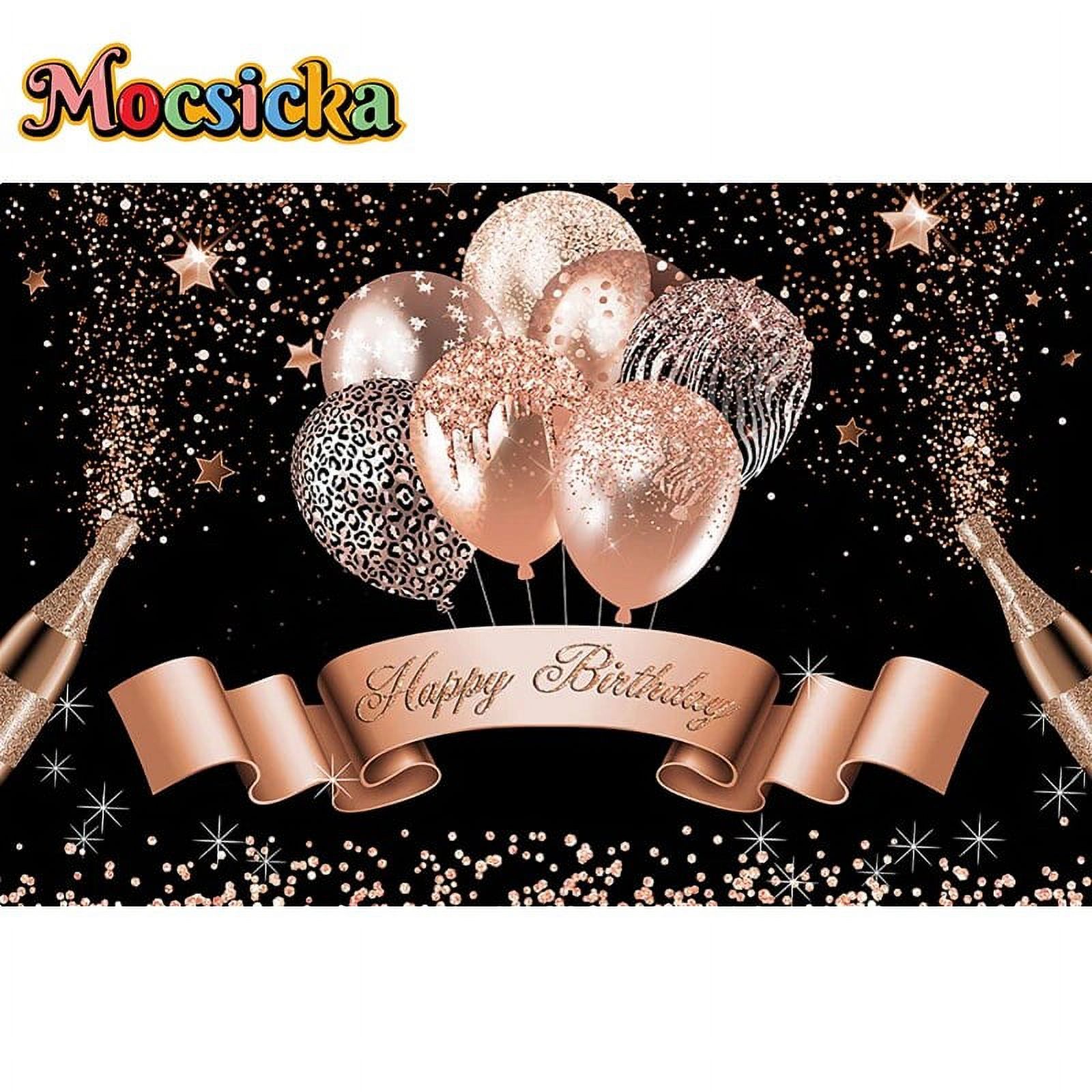 Birthday Party Backdrop Poster Gold Glitter Balloon Decor Cake Family ...
