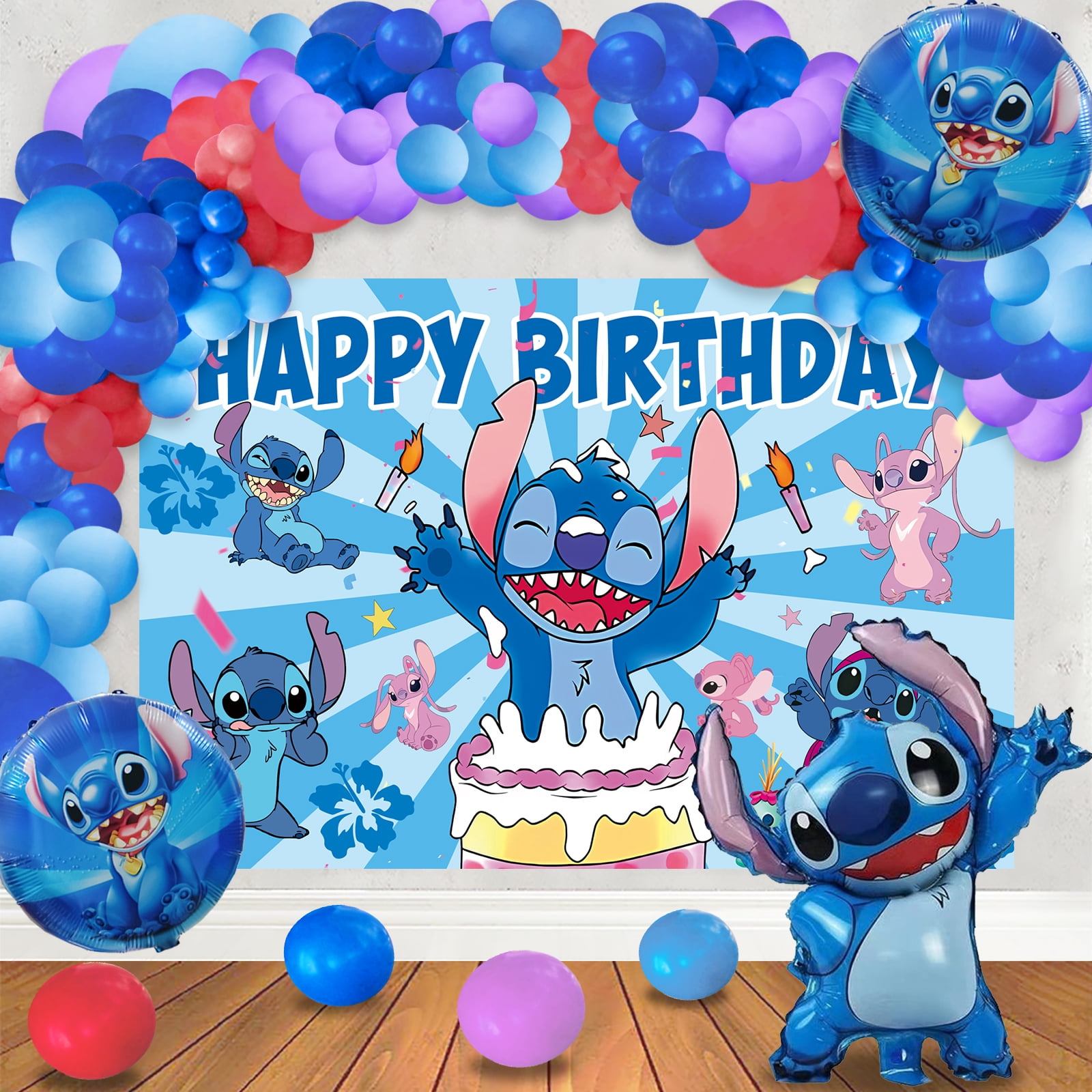 Birthday Party Balloon Arch Kit, Balloon Garland Kit Includes 112 PCS Latex Balloons 3 PCS Foil Balloons 1 PCS Happy Birthday Backdrop for Birthday Party Decorations