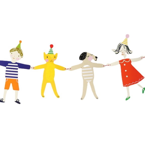 Birthday Party - Cartoon Hand in Hand Streamer Home Decor Bunting Flag