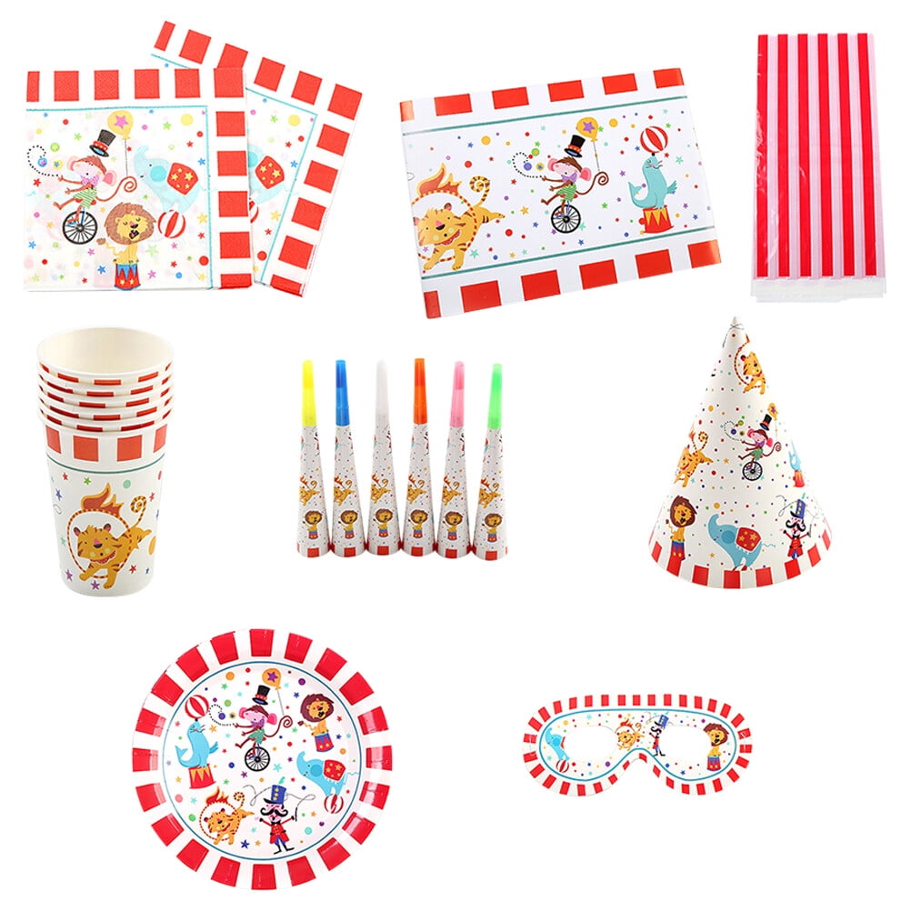 Birthday Party Circus Supplies Carnival Decoration Plates Tableware Kit