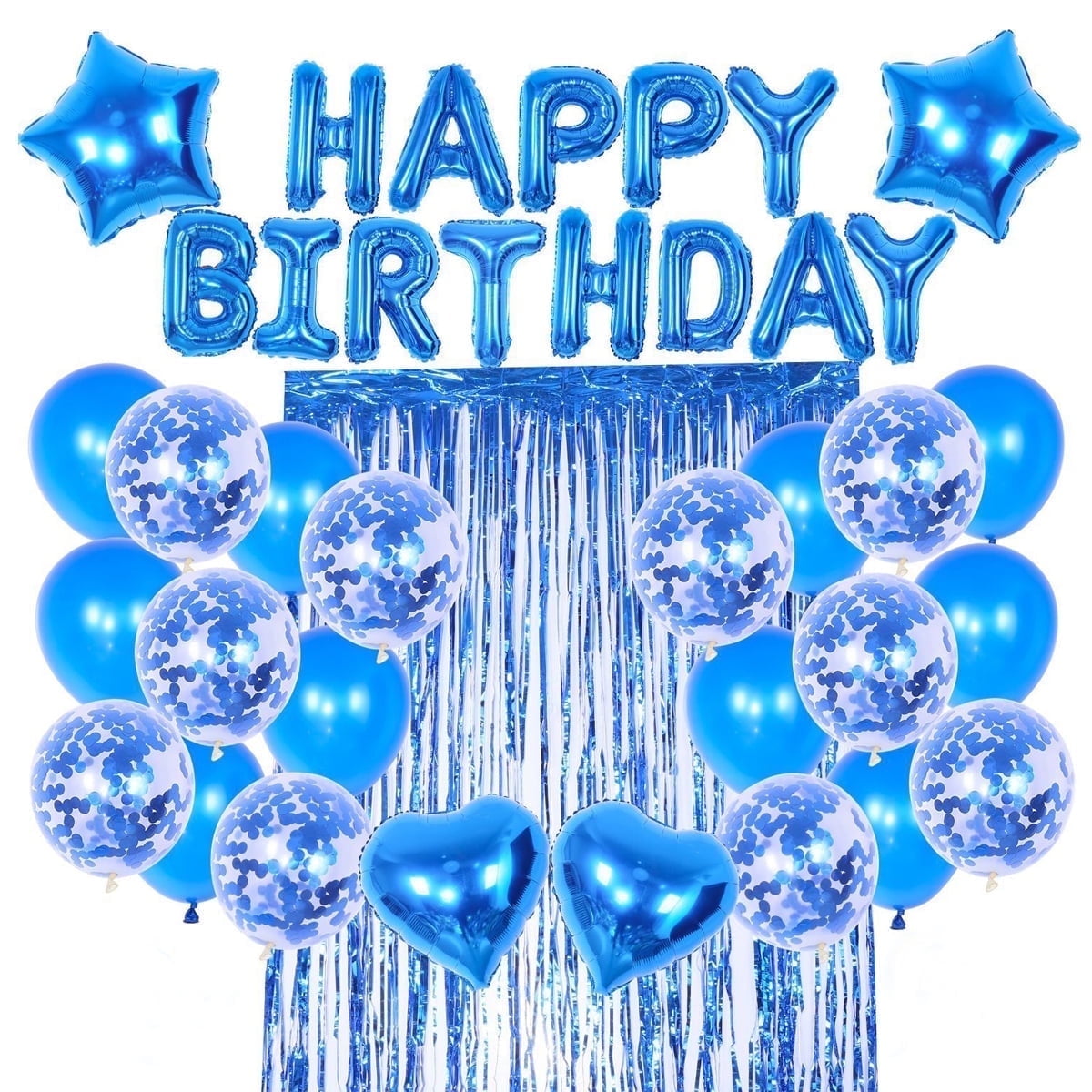 Birthday Party Decoration Blue for Mens Boy, Happy Birthday Balloon ...