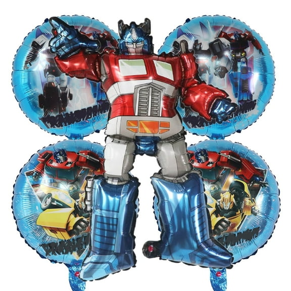 5 PCS Birthday Balloons Transformer Balloons Robots Theme Decorations Bumble Bee Balloons Megatron Balloons Optimus Prime Balloons