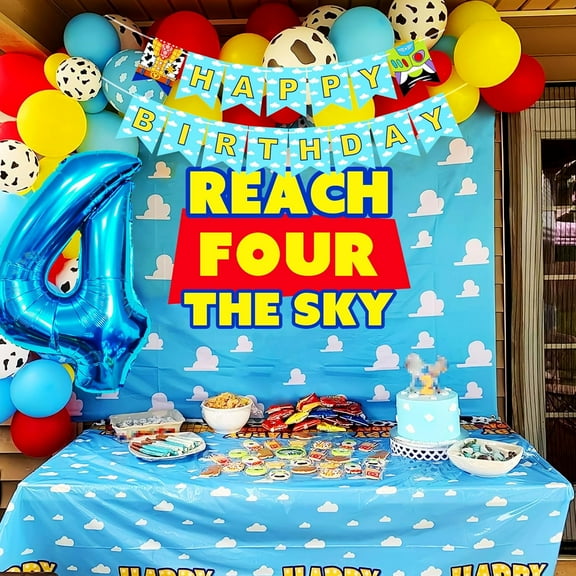 Birthday Party Decoration Set - Backdrop Number Balloons Banner Multi-style Balloons Combination Indoor and Outdoor Decoration Full Set