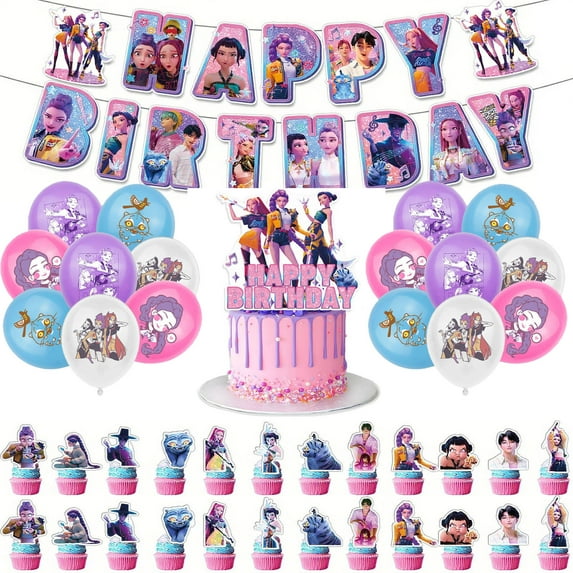 Birthday Party Decoration Set Complete Kit with Banner Balloons Cake Topper Cartoon Theme Durable Safe Supplies for Kids Adults Easy Setup Festive Celebration Weekly Price Drops & Special Offers