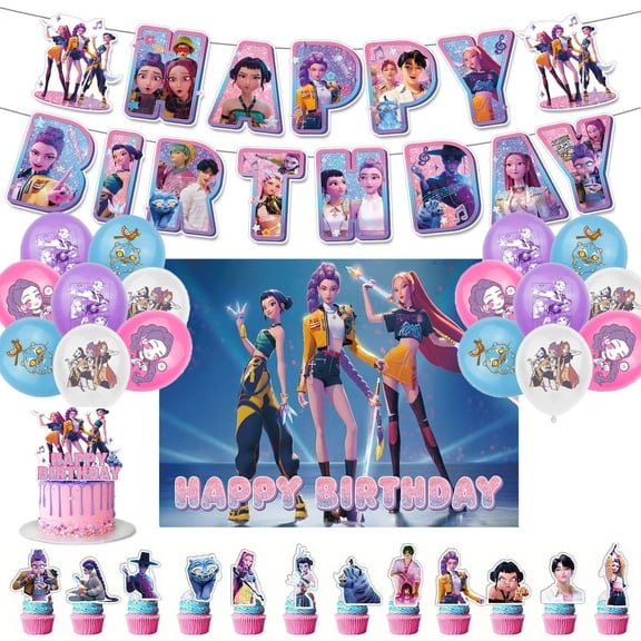 Birthday Party Decoration Set Complete Kit with Banner Balloons Cake Topper Cartoon Theme Durable Safe Supplies for Kids Adults Easy Setup Festive Celebration End-of-Season Clea-rance Discounts