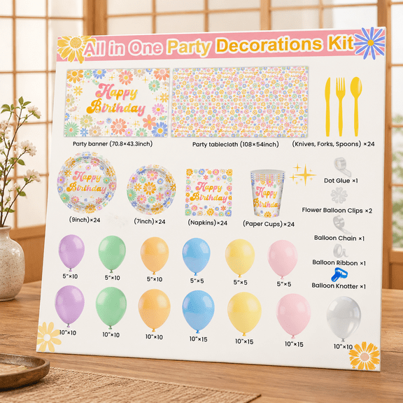 Birthday Party Decorations 300 Groovy Tableware Set