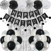 Party Decorations Balloons Banners Happy Birthday Kit Blue Party PomPoms Foil Curtain Boys Men Décor Supplies