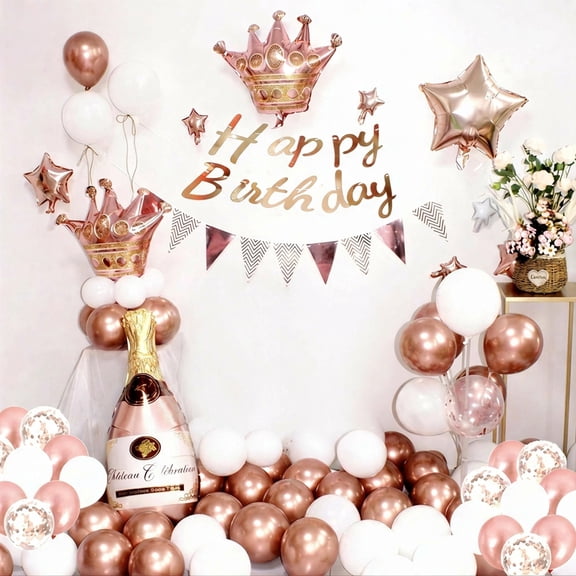 Birthday Party Decorations Set 88 Pcs with Balloons Banner Tablecloth Curtain