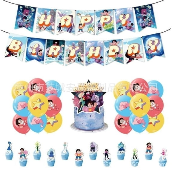 Birthday Party Decorations Theme Birthday Party Supplies Include 1pc Happy Birthday Banner, 16pcs Balloons, 12pcs Cake Toppers and 1pc Cupcake Toppers