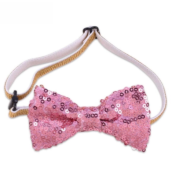 Birthday Party Decorative Bow Tie - Light Pink Sequin Design, Adjustable Strap - For Cake Decoration, Birthday Party Scenes, Pet Party Decoration