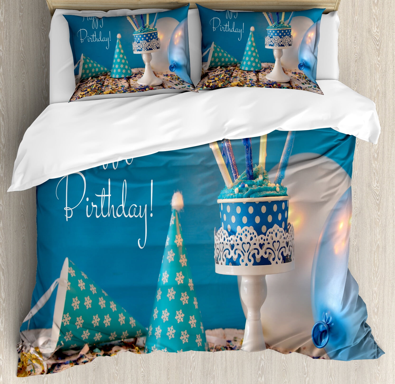 Birthday Print Pattern Duvet Cover Bedding Set