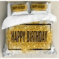thumbnail image 1 of Birthday Party Duvet Cover Set, Wishing Greeting Celebration Wording on Golden Yellow Tone Dots, Decorative 3 Piece Bedding Set with 2 Pillow Shams, King Size, Pale Grey White Mustard, by Ambesonne, 1 of 2