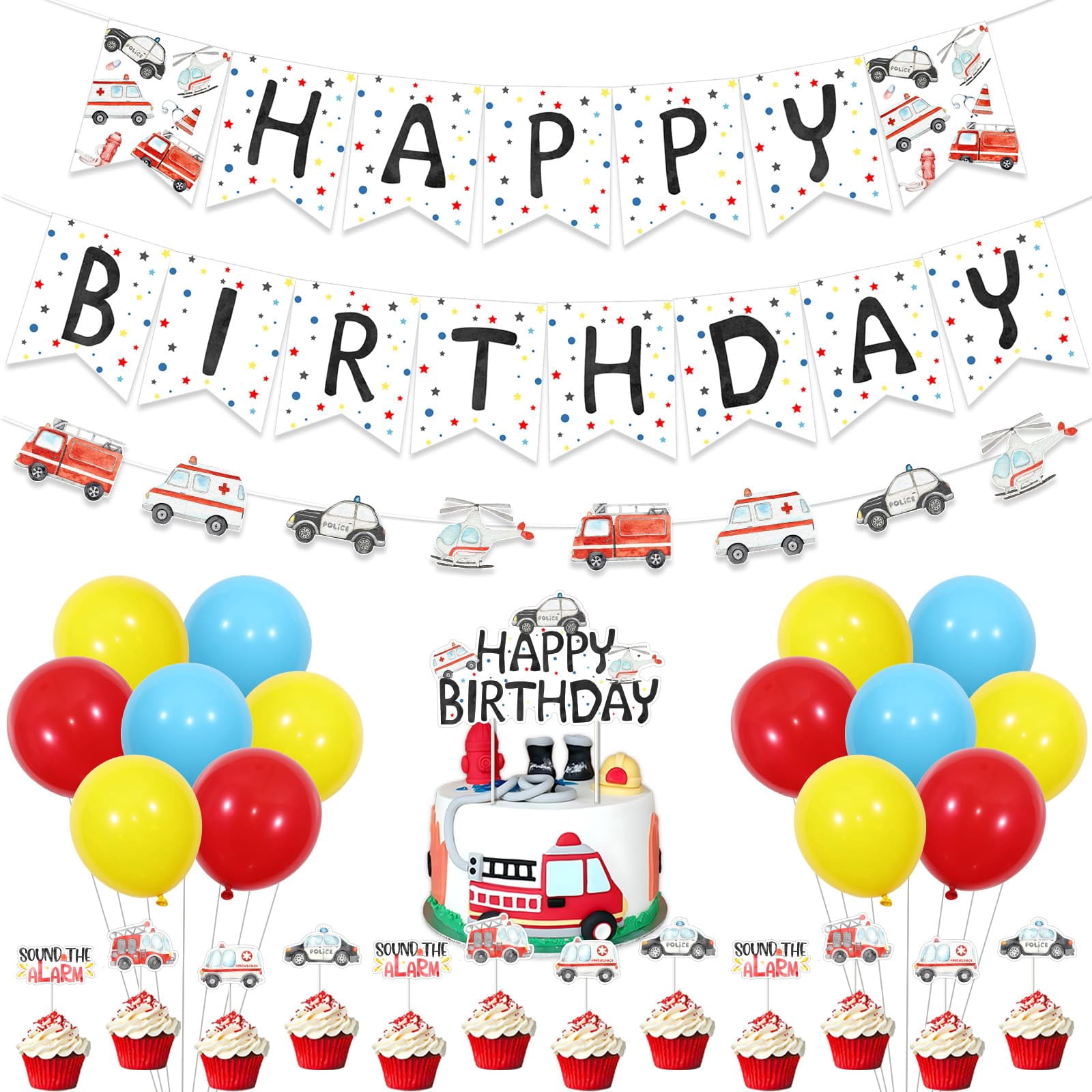 Rescue Vehicle Custom Name 6th Birthday Backdrop
