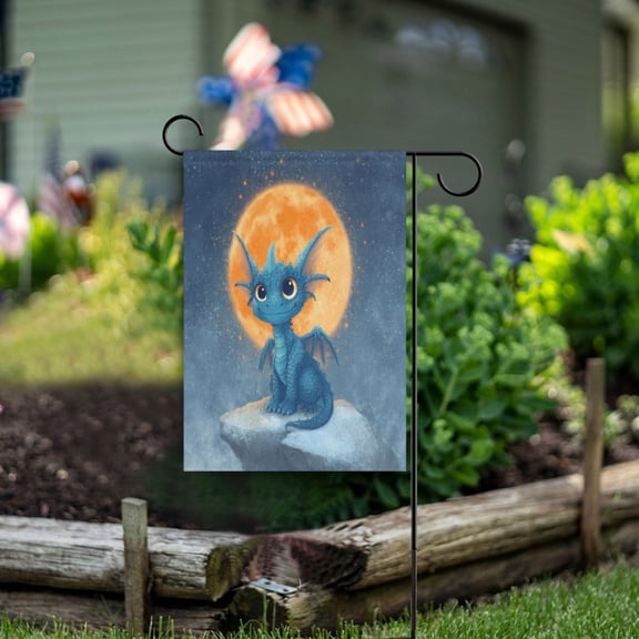 Birthday Party Garden Flags Outdoor Patio Decoration Flags 12x18in Baby Blue Dragon