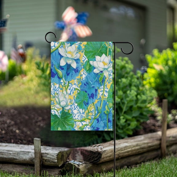 Birthday Party Garden Flags Outdoor Patio Decoration Flags 12x18in Beautiful Lotus Flowers