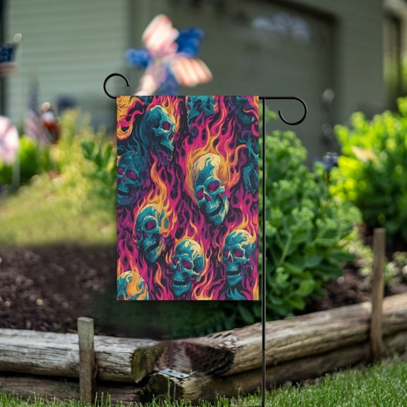 Birthday Party Garden Flags Outdoor Patio Decoration Flags 12x18in Burning Skulls