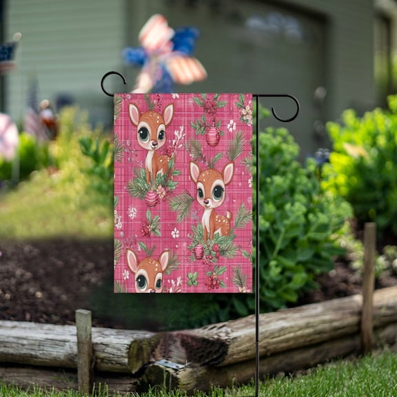 Birthday Party Garden Flags Outdoor Patio Decoration Flags 12x18in Cute Adorable Baby Deer
