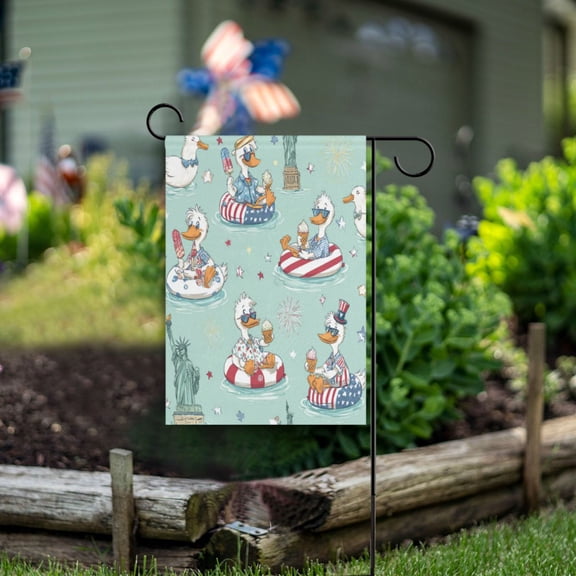 Birthday Party Garden Flags Outdoor Patio Decoration Flags 12x18in Ducks Gathering