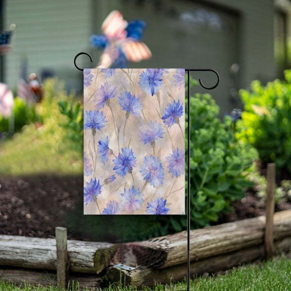 Birthday Party Garden Flags Outdoor Patio Decoration Flags 12x18in Elegant Blue-purple Cornflowers