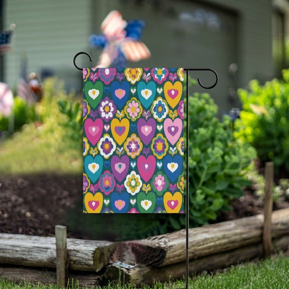 Birthday Party Garden Flags Outdoor Patio Decoration Flags 12x18in Folk Flower Pattern