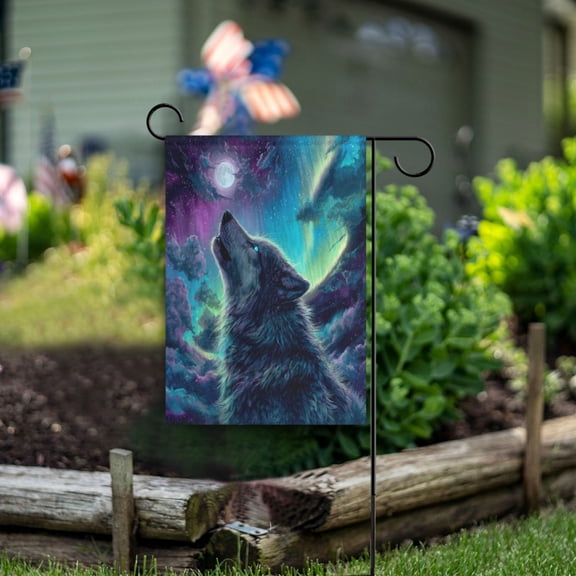 Birthday Party Garden Flags Outdoor Patio Decoration Flags 12x18in Majestic Wolf