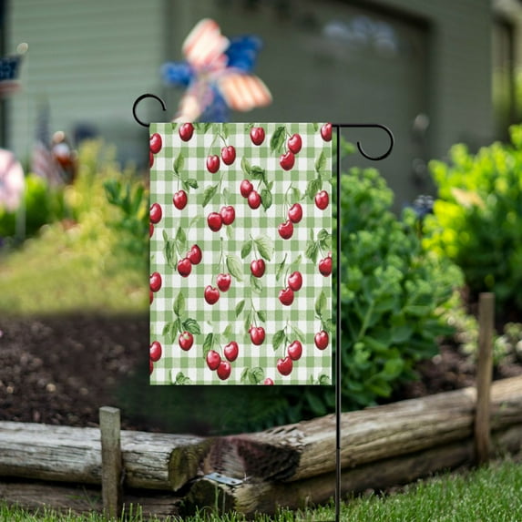 Birthday Party Garden Flags Outdoor Patio Decoration Flags 12x18in Pale Green Cherry Painting