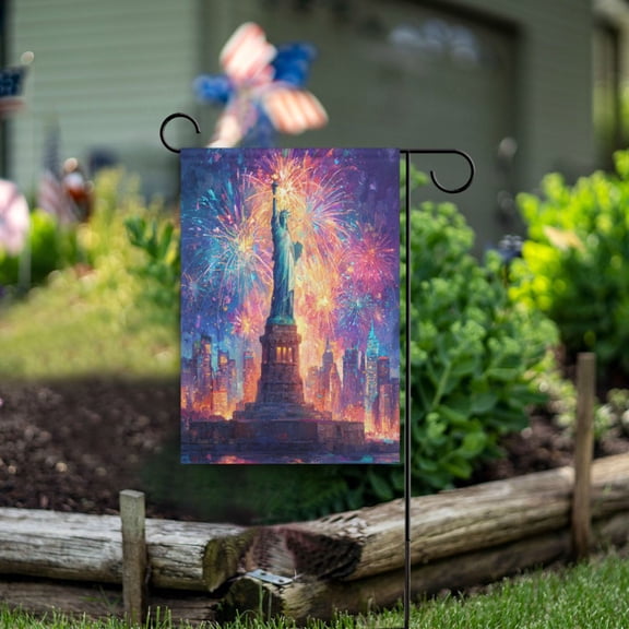 Birthday Party Garden Flags Outdoor Patio Decoration Flags 12x18in Statue Of Liberty
