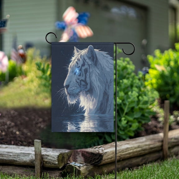 Birthday Party Garden Flags Outdoor Patio Decoration Flags 12x18in The Blue-eyed White Tiger