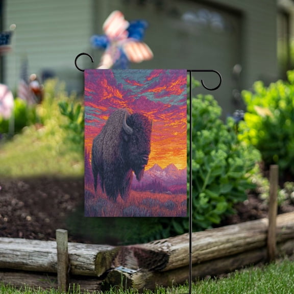 Birthday Party Garden Flags Outdoor Patio Decoration Flags 12x18in Yak in The Sunset