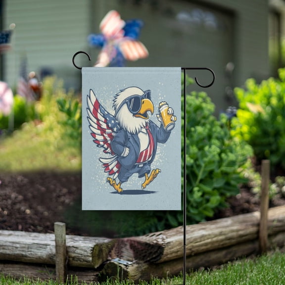 Birthday Party Garden Flags Outdoor Patio Decoration Flags 28x40in Beer-drinking Eagle